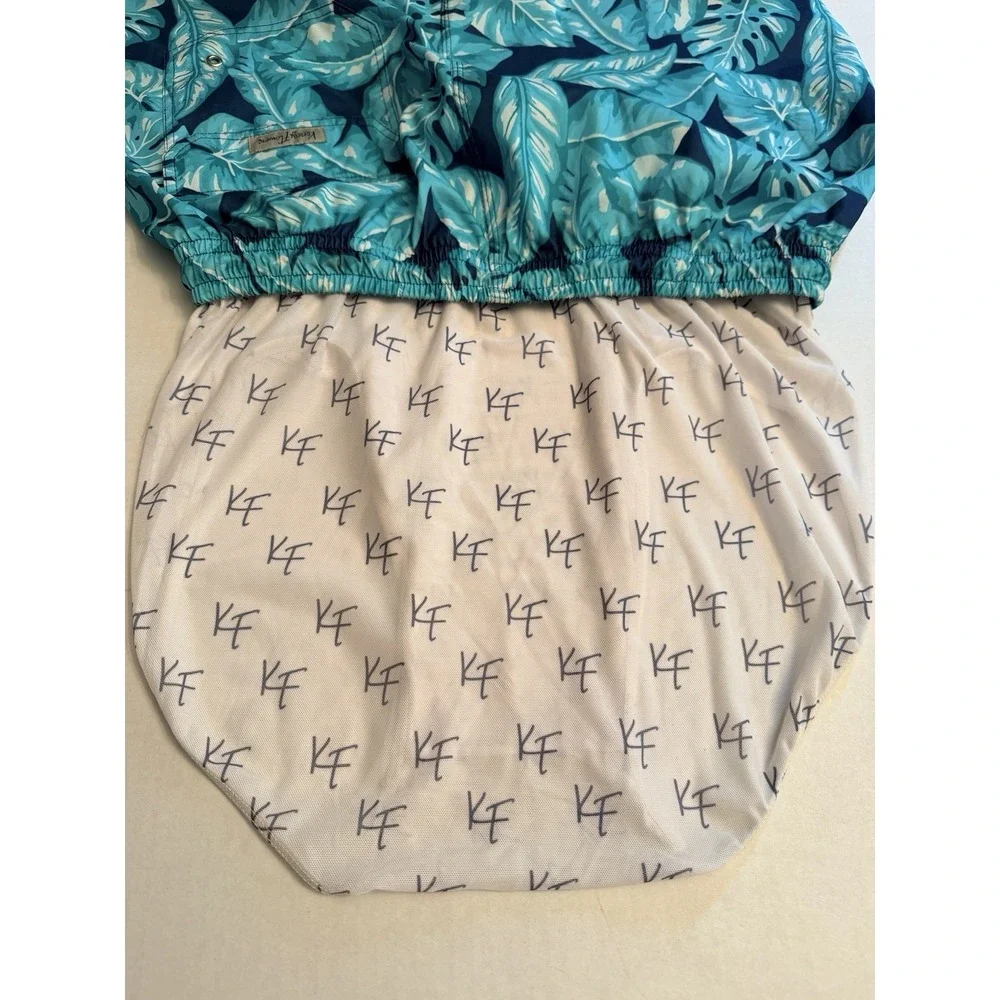 Kenny Flowers Men's Size XL Shorts Swim Trunks Lined Blue Turquoise Floral